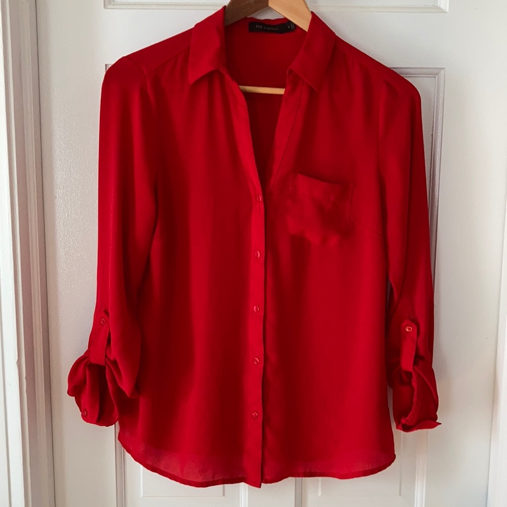 The Limited Bold Red Button Up Blouse